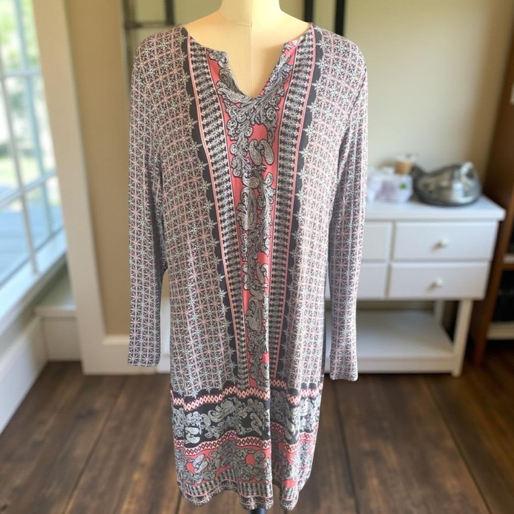 J. Jill Patterned Long Sleeve Stretchy Dress